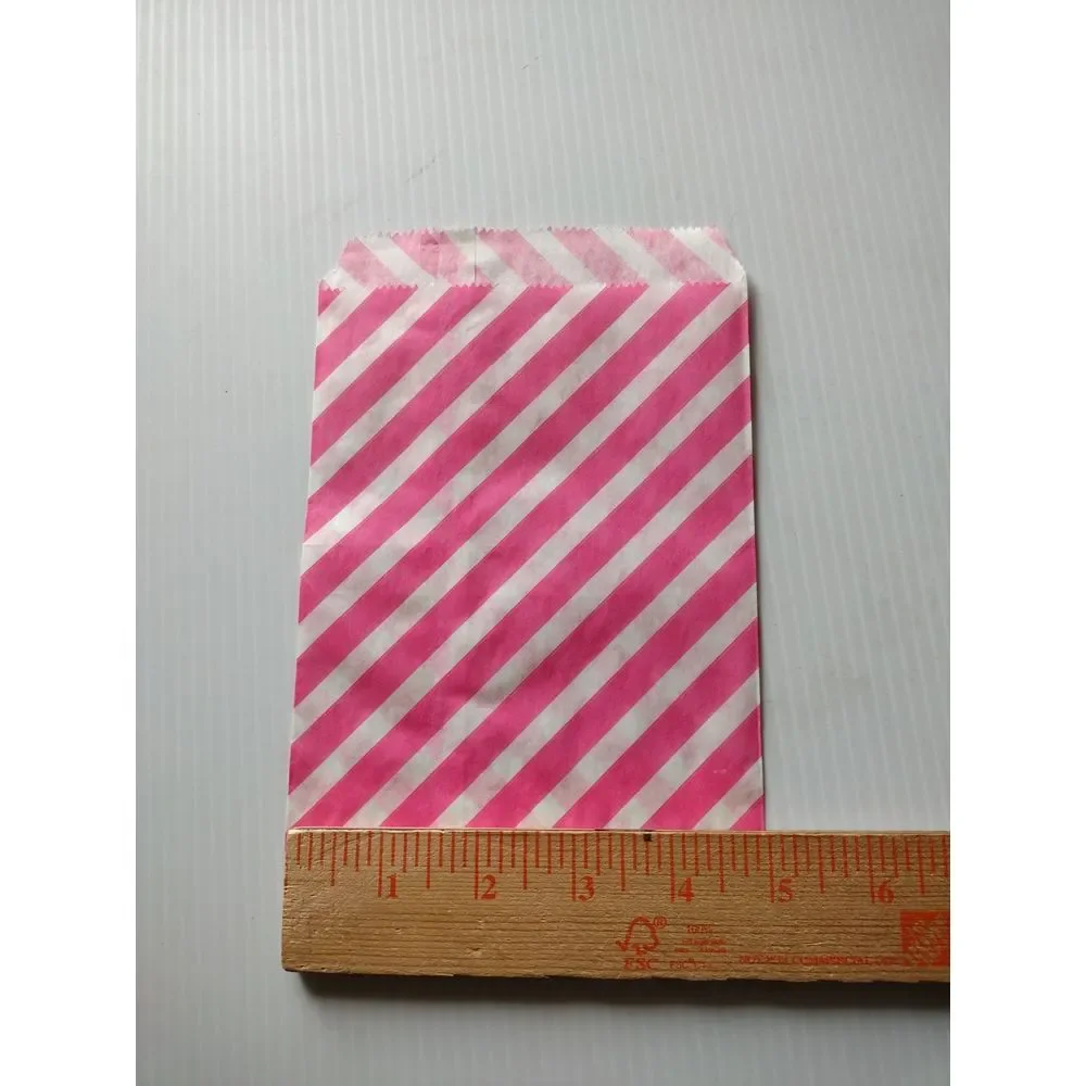 Craft Clouds 5X7 Paper Gift Bags Candy Pink  Stripes Merchandise‎ Bag 100 Pcs
